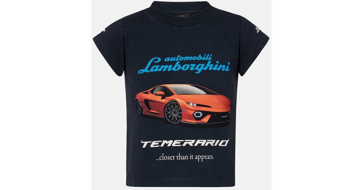 Balenciaga X Automobili Lamborghini Cotton Jersey T-Shirt in Blue 
