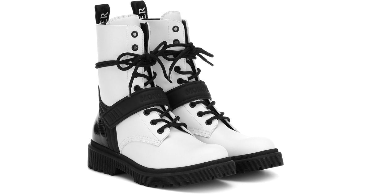 Moncler Calypso Leather Ankle Boots in Black | Lyst