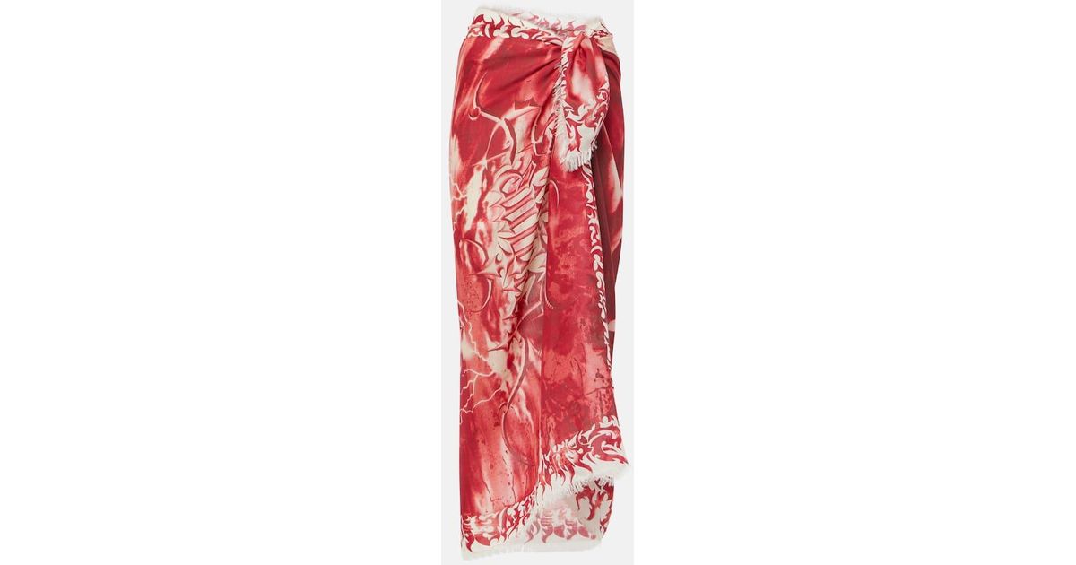 Jean Paul Gaultier Printed Beach Cover-Up in Red | Lyst