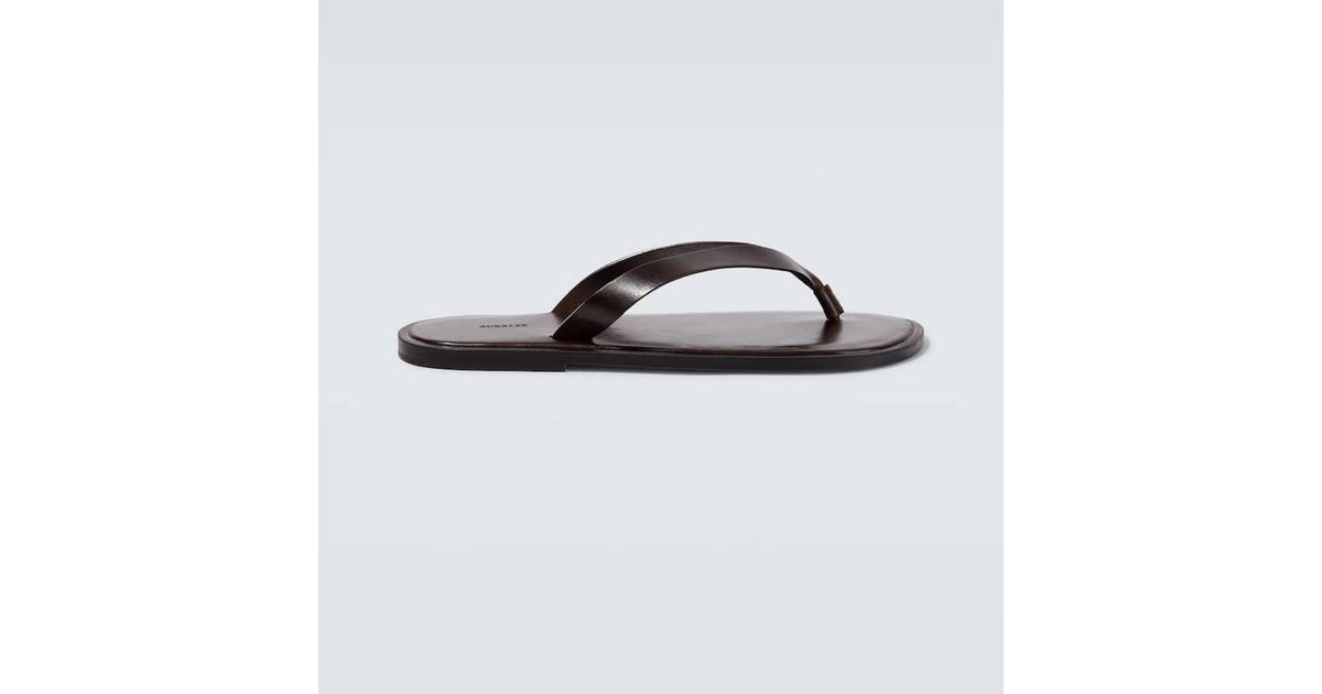 AURALEE Leather Thong Sandals in Brown for Men | Lyst