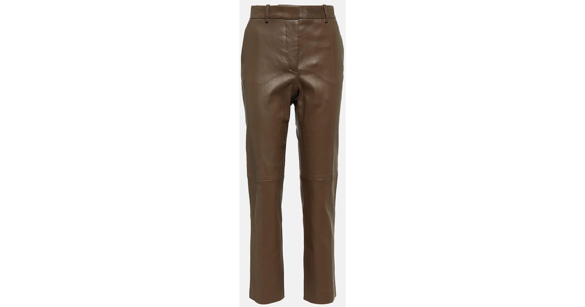 Coleman mid-rise leather pants in black - Joseph