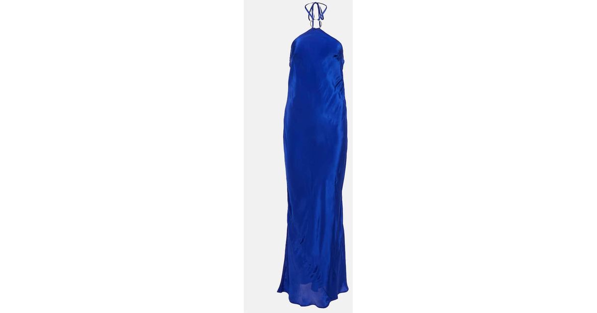 Alexandra Miro Asher Halterneck Maxi Dress in Blue