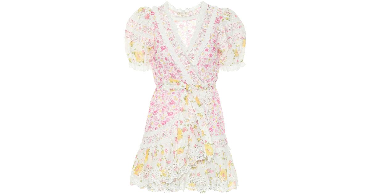 Robe Belen en coton à dentelle et fleurs LoveShackFancy - Lyst