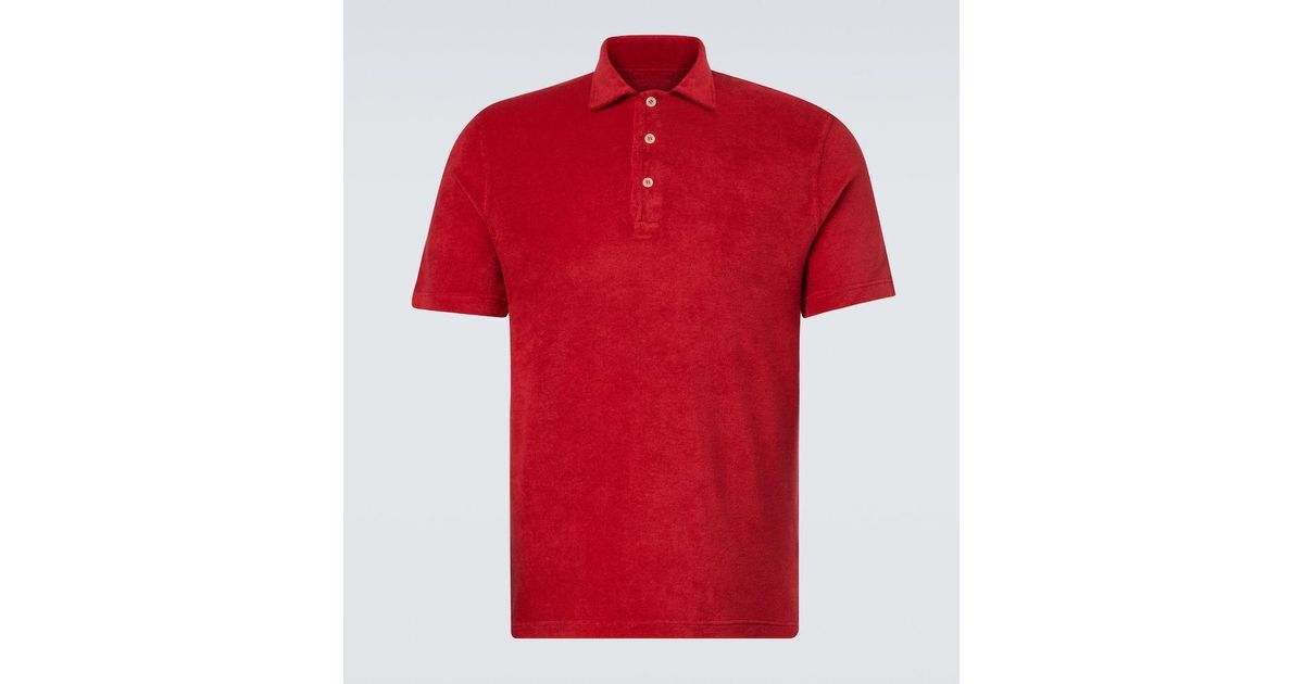 Fedeli Mondial Cotton Terry Polo Shirt in Red for Men | Lyst