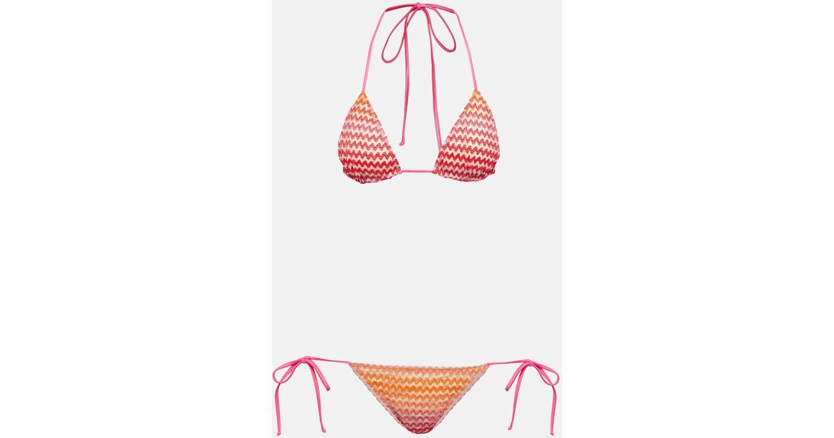 Missoni Zig Zag Triangle Low Rise Bikini In Red Lyst