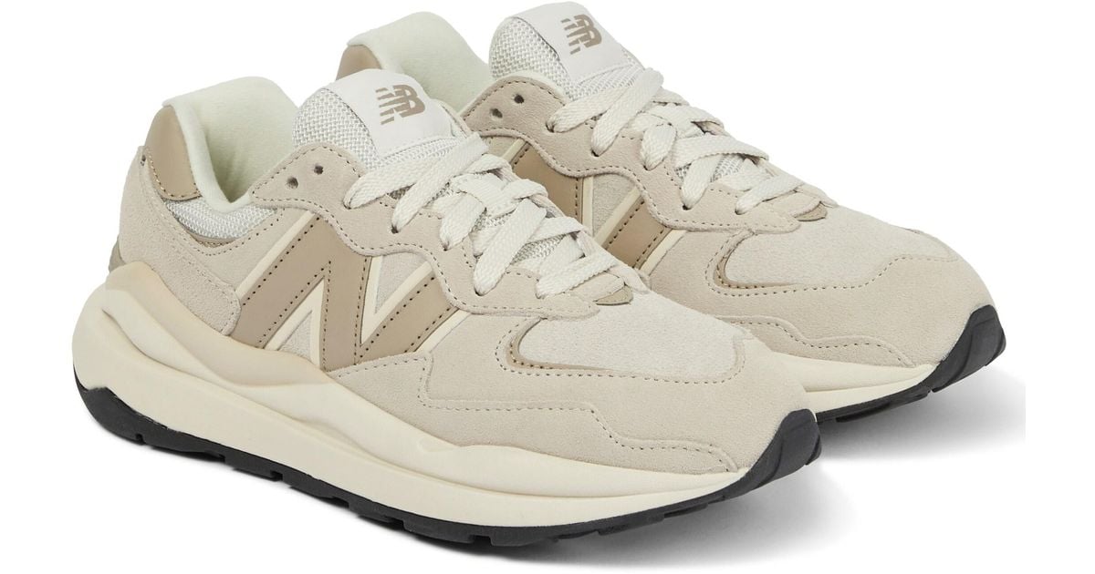 New Balance 57/40 Suede And Leather Sneakers in Natural | Lyst