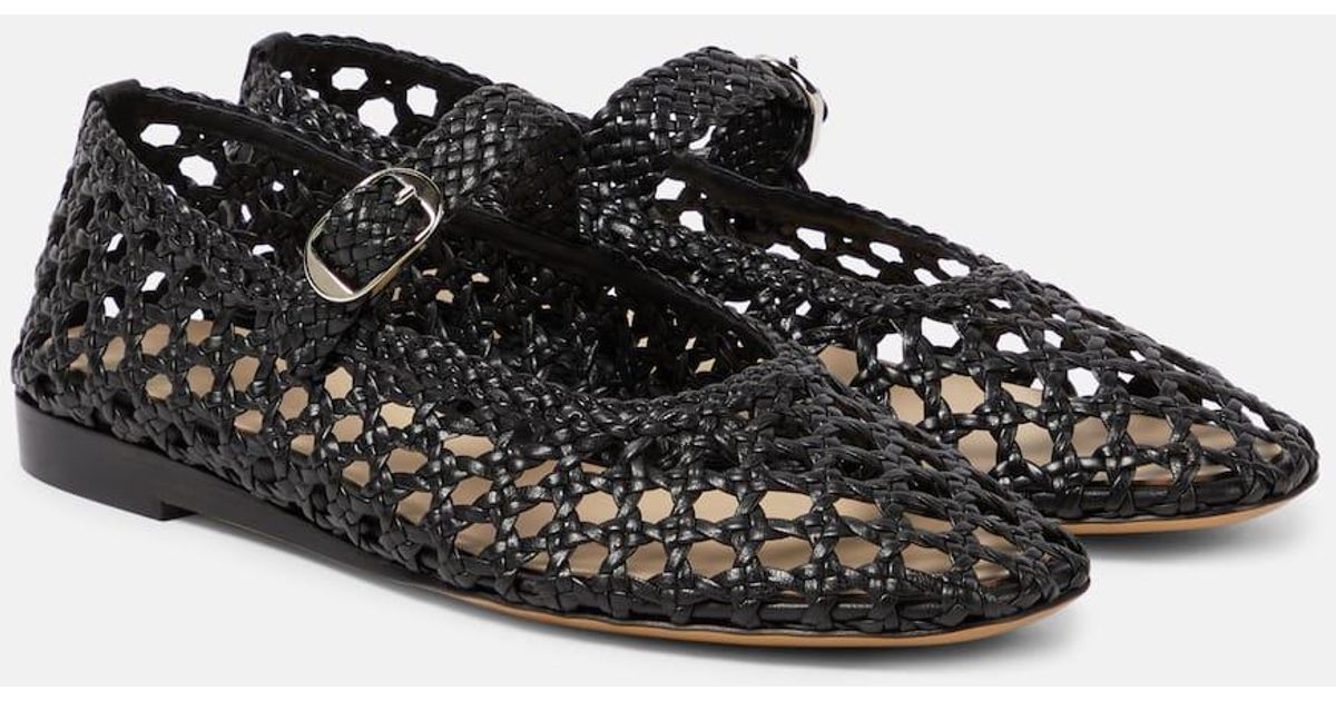 Le Monde Beryl Woven Mary Jane Ballerina Flats in Black | Lyst
