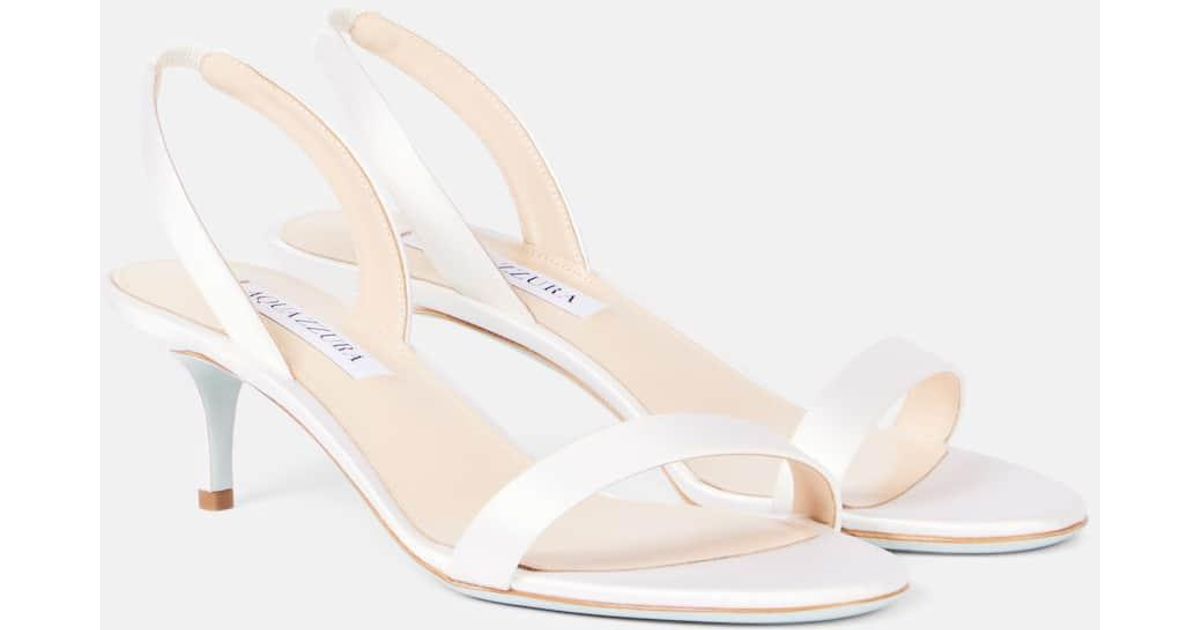 Aquazzura So Nude 50 Satin Sandals in Natural | Lyst UK