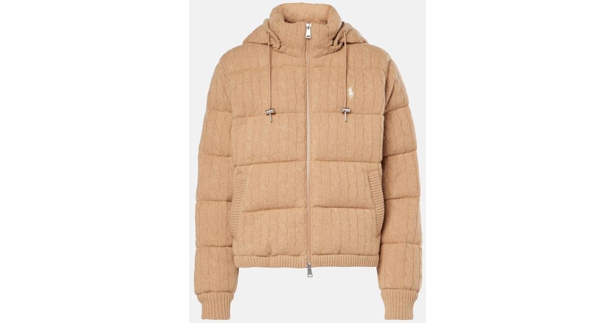 ダウンジャケット・コート POLO RALPH LAUREN Cable-knit wool and cashmere down jacket Cable-knit wool and cashmere down jacket in beige - Polo