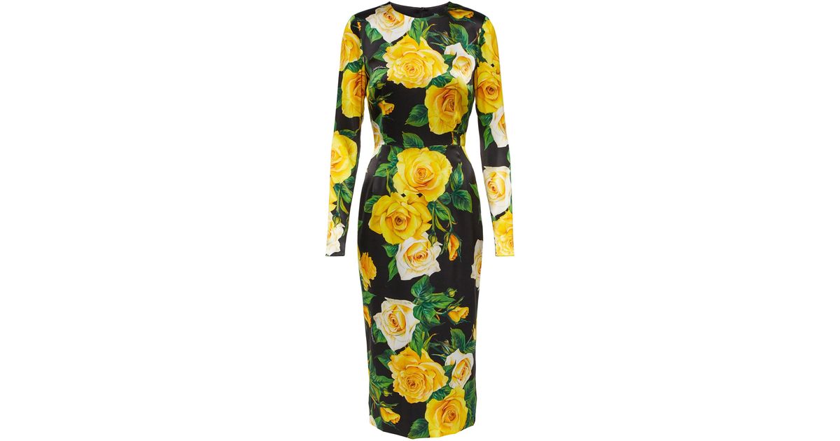 Dolce & Gabbana Floral Silk-blend Satin Midi Dress | Lyst Canada