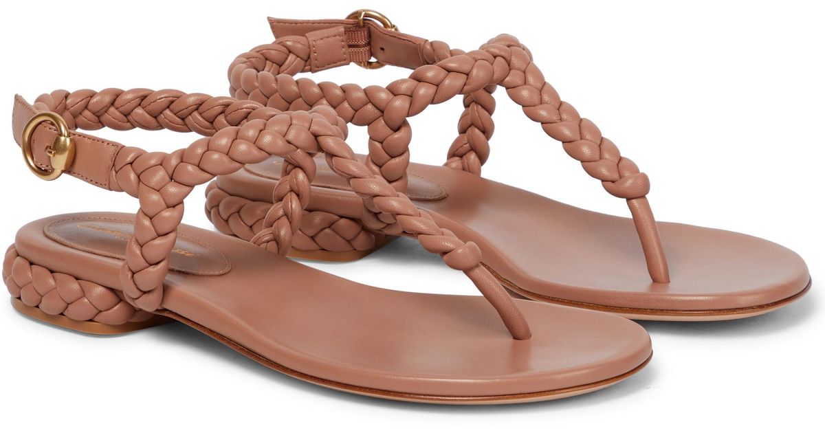 Gianvito Rossi Ravello Leather Thong Sandals In Brown Lyst Canada