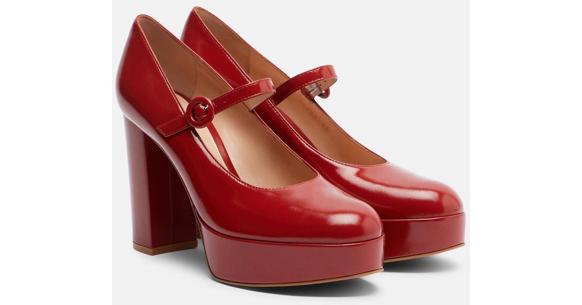 Gianvito Rossi Patent Leather Mary Jane Pumps in Red | Lyst UK