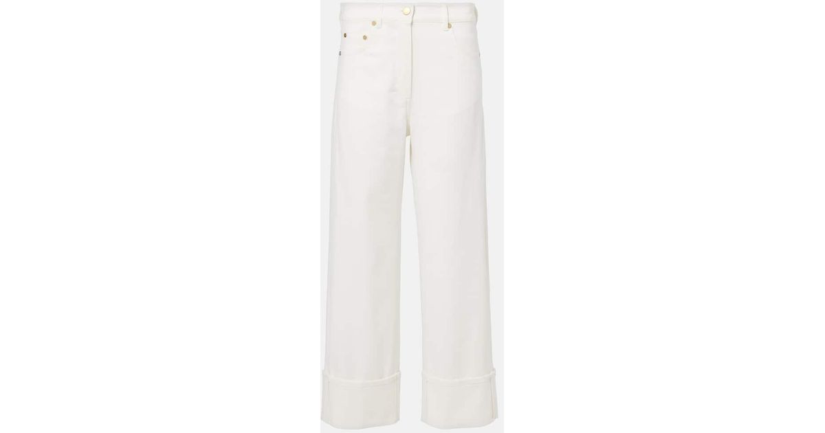 Max Mara Cervia Cropped Mid-Rise Wide-Leg Jeans in White | Lyst Max Mara Cervia Cropped Mid-Rise Wide-Leg Jeans in White | Lyst