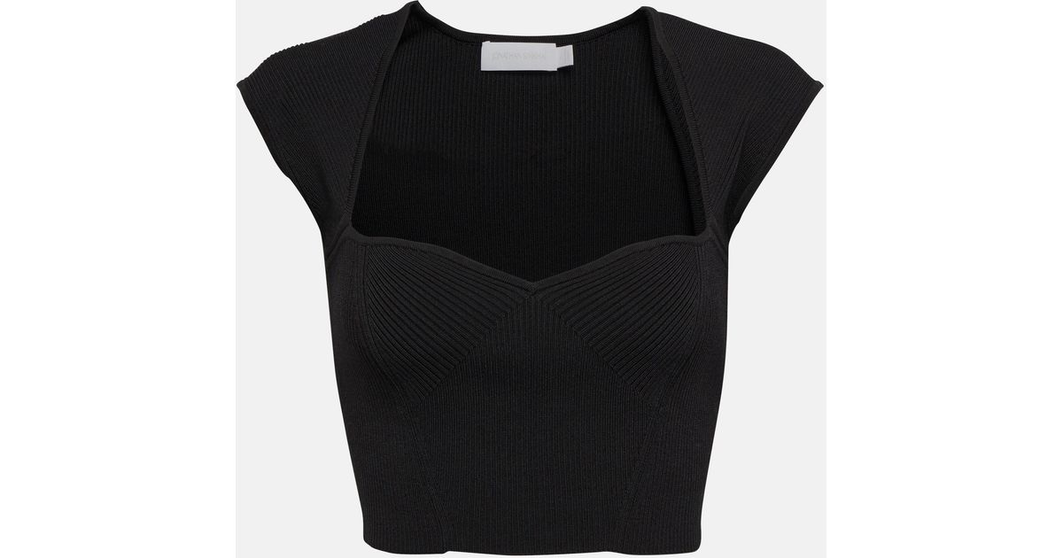 Jonathan Simkhai Abia Ribbedknit Crop Top in Black Lyst