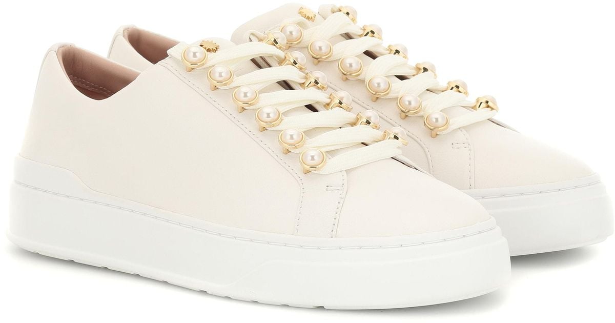 stuart weitzman excelsa leather embellished sneaker