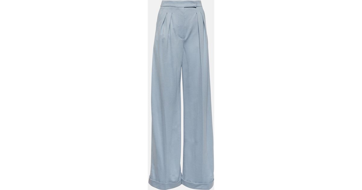Max Mara Faraday Virgin Wool Wide-leg Pants in Blue | Lyst