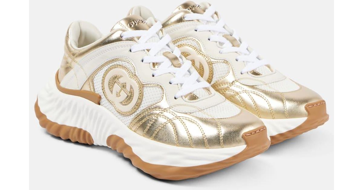 Gucci Wripple Leather Sneakers in White | Lyst