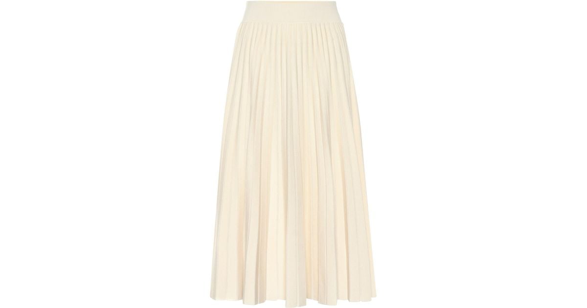 Polo Ralph Lauren Pleated Wool Knit Midi Skirt in Ivory (White) | Lyst