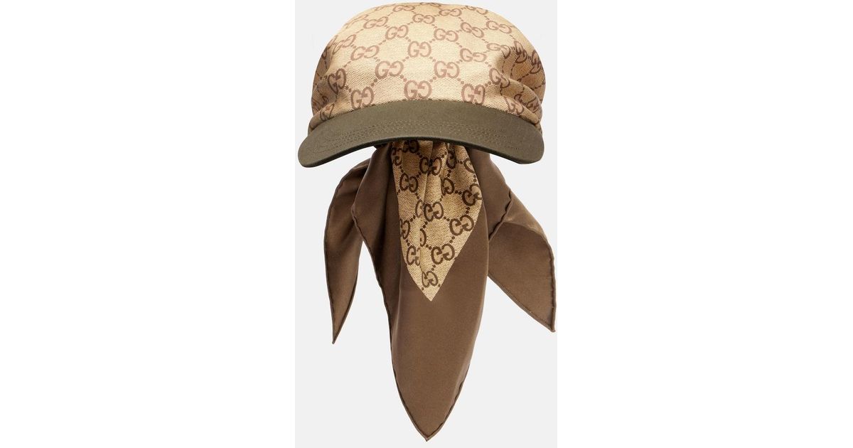 Gucci Gg Silk Twill Baseball Cap in Natural | Lyst
