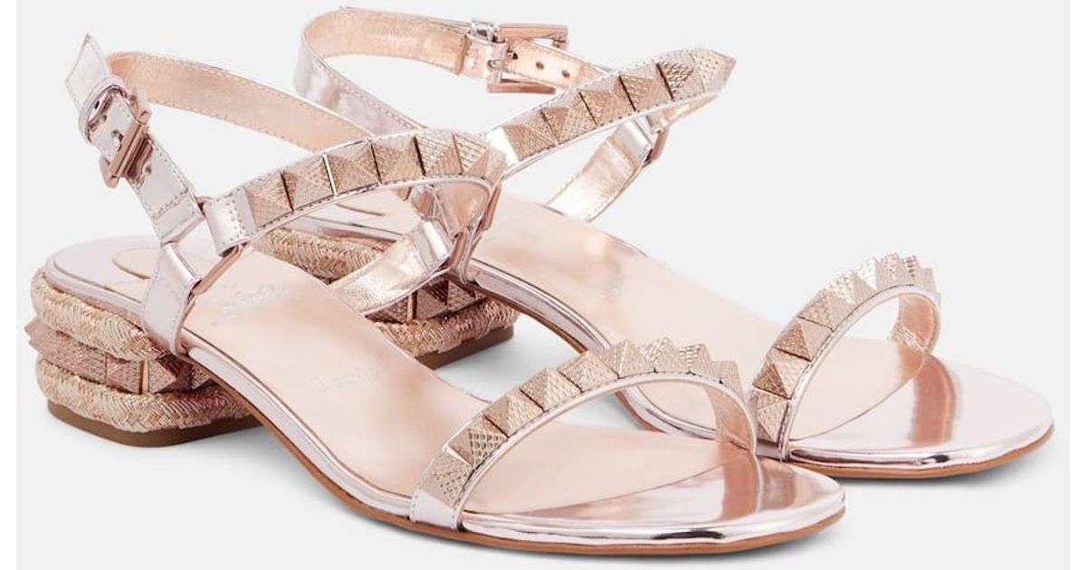 【Christian Louboutin】 Pyrasand 30 mirrored leather sandals Pyrasand 30 mirrored leather sandals in pink - Christian