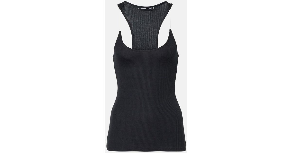 Y. Project Cotton Jersey Tank Top in Black | Lyst Y. Project Cotton Jersey Tank Top in Black | Lyst