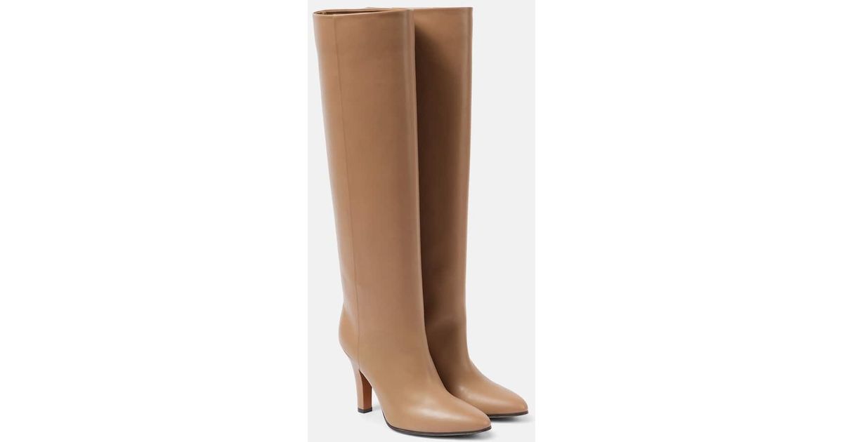 The Row Prudens Leather Knee-High Boots in Brown | Lyst
