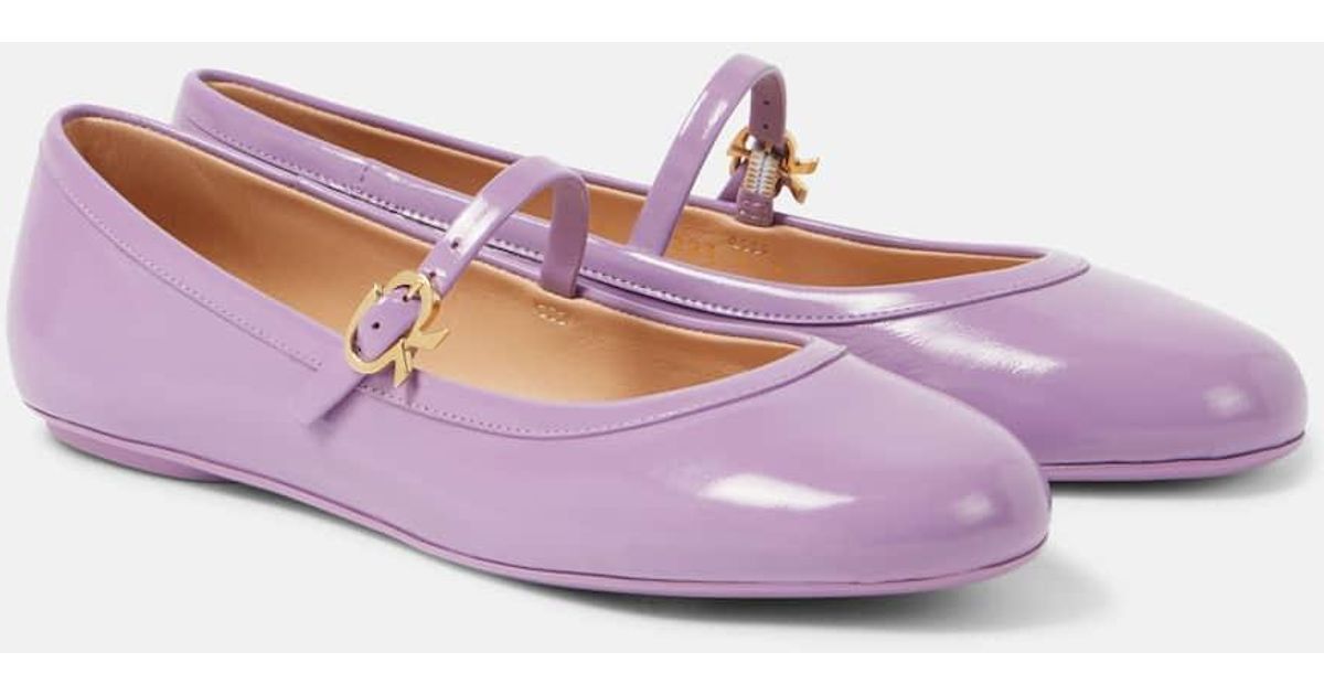 Gianvito Rossi Carla Patent Leather Mary Jane Flats in Purple | Lyst UK