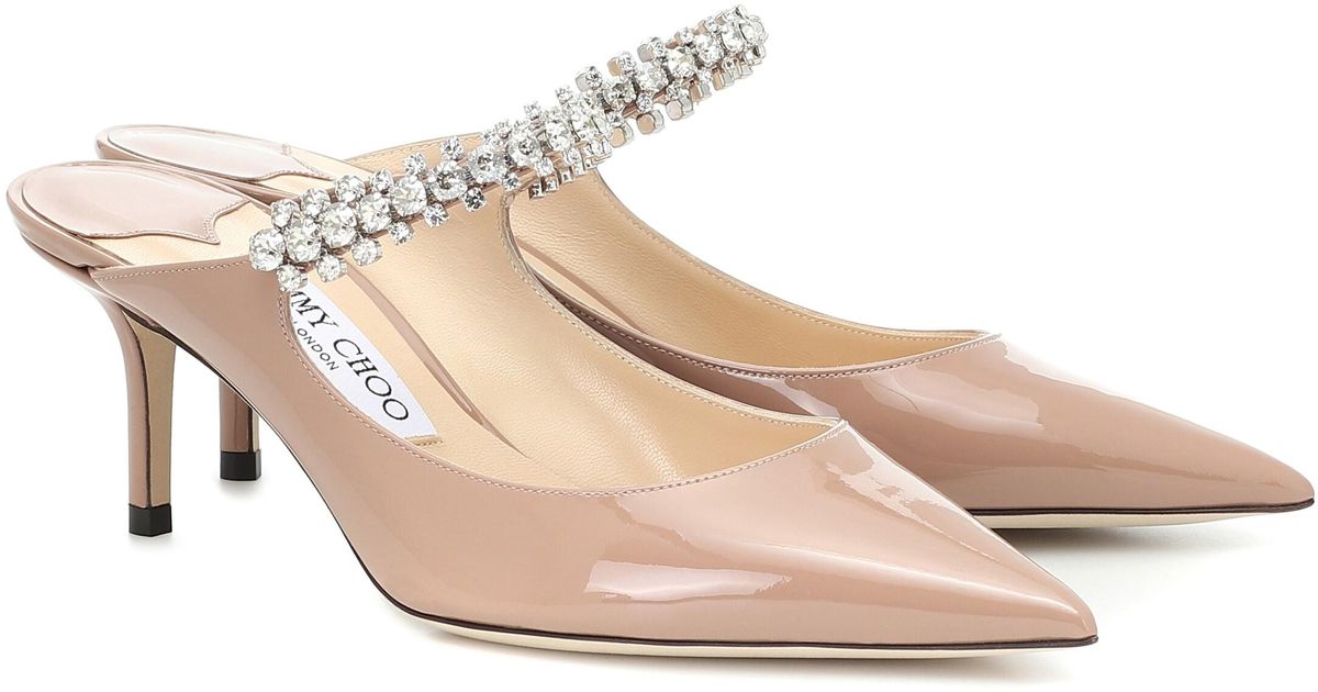 Jimmy Choo Bing 65 Patent Leather Mules in Pink | Lyst UK