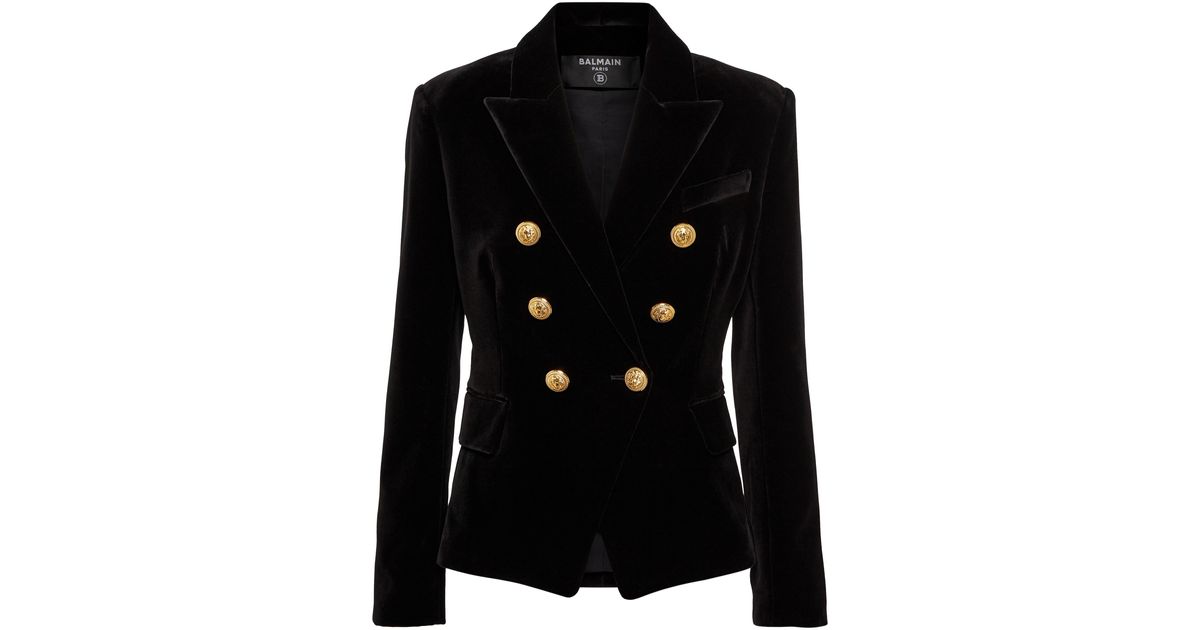 Balmain Doublebreasted Velvet Blazer in Black Lyst UK