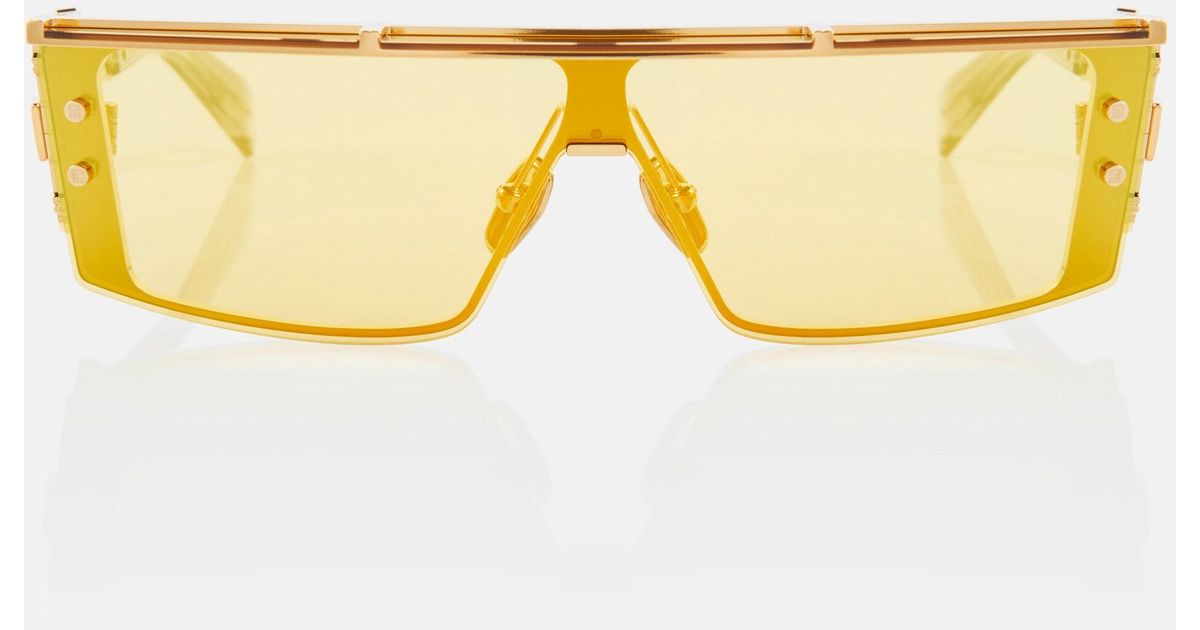 Balmain Wonder Boy Iii Rectangular Sunglasses in Yellow Lyst