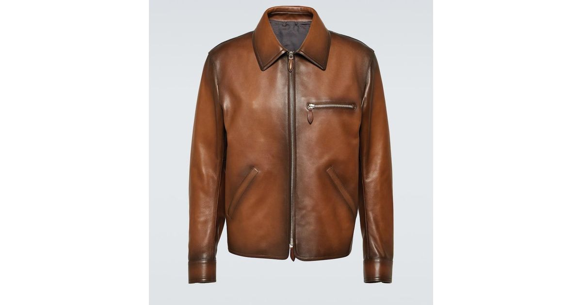Berluti Patina 1 Jour Leather Blouson Jacket in Brown for Berluti Patina 1 Jour Leather Blouson Jacket in Brown for