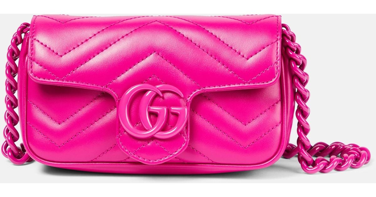 Marmont Mini Gucci Pink Purse Leather Bags Pink Gucci Bum Bag