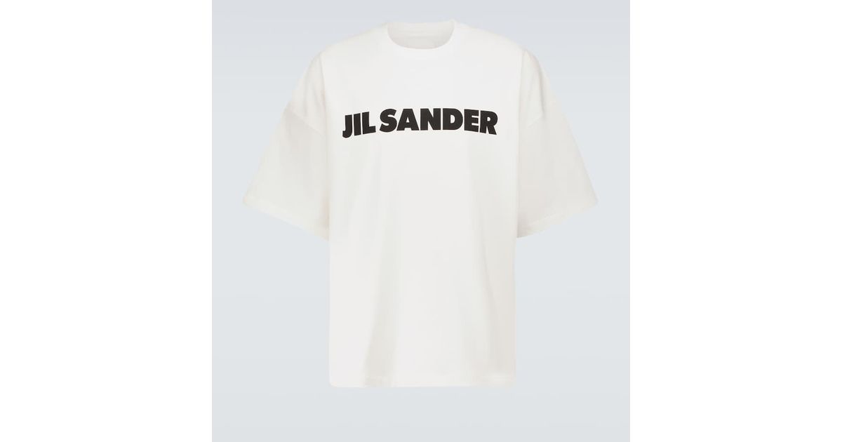 Jil Sander Logo Short-Sleeved Cotton T-Shirt in White for