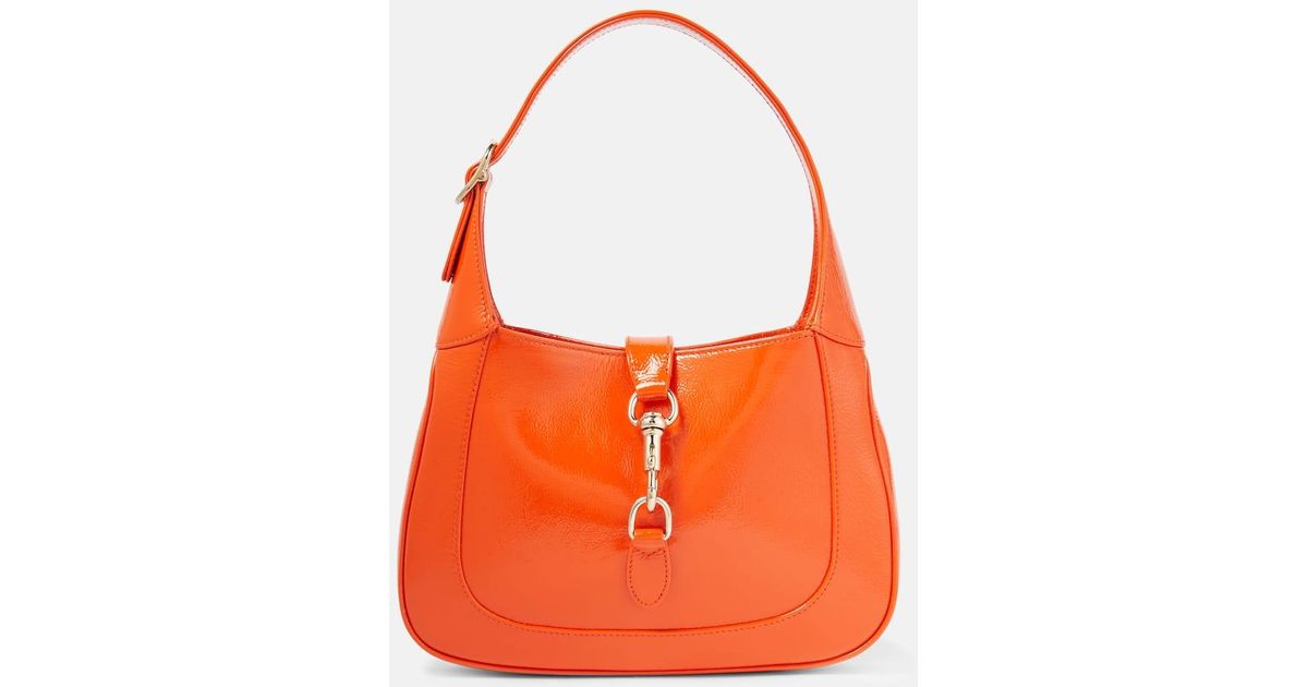 Gucci Jackie Small Patent Leather Shoulder Bag in Orange | Lyst UK