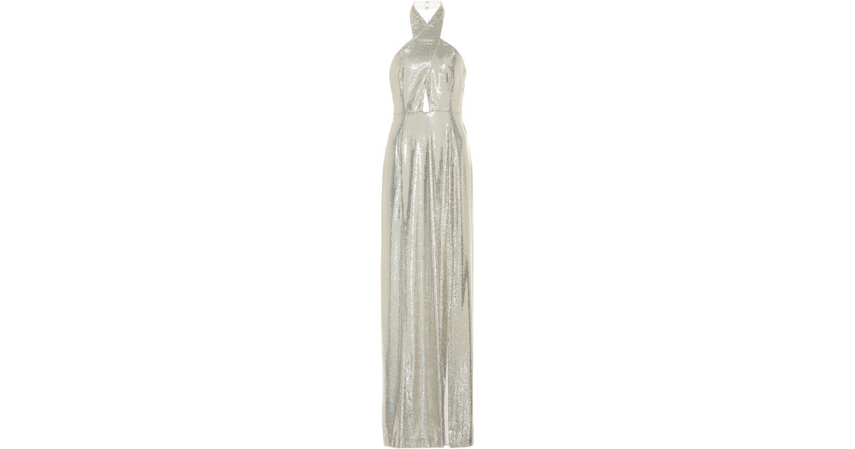 Galvan London Galaxy Sequined Gown in Gold (Metallic) - Lyst