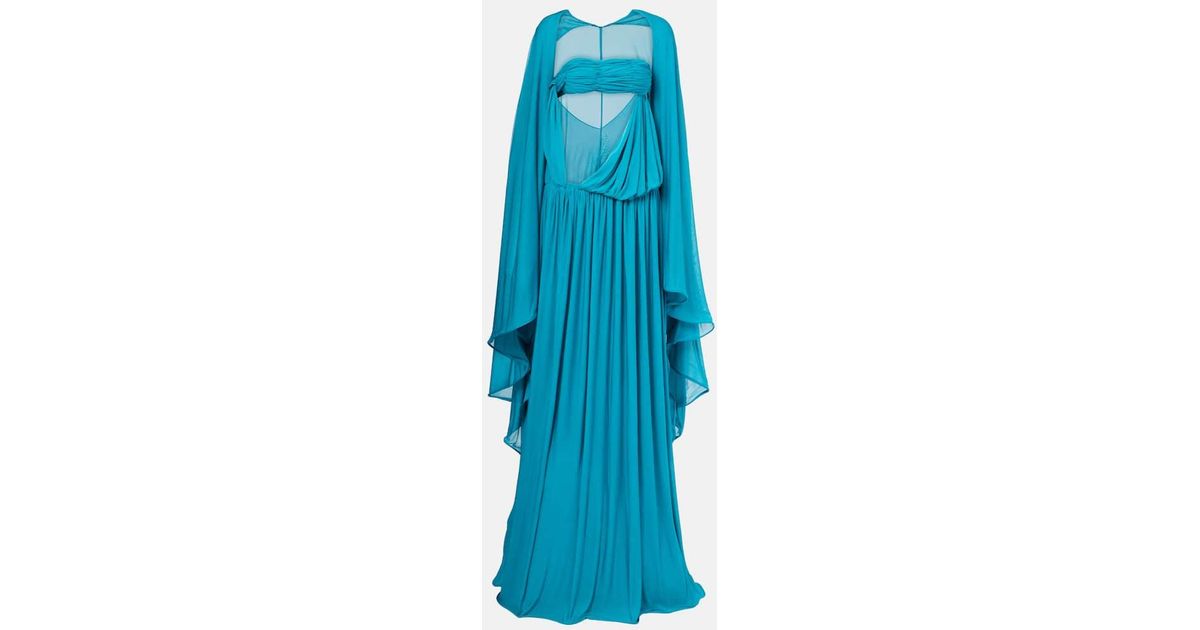 Christopher Esber Gyre Suspended Stream Draped Maxi Dress in Blue | Lyst
