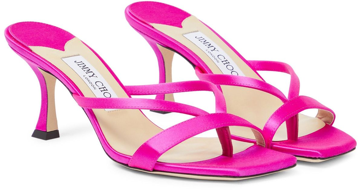 Jimmy Choo Maelie 70 Satin Sandals in Fuchsia (Pink) | Lyst