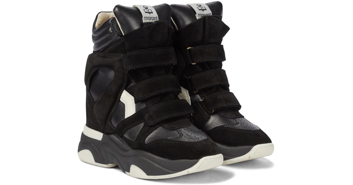 Isabel Marant Balskee Leather Wedge Sneakers in Black | Lyst UK