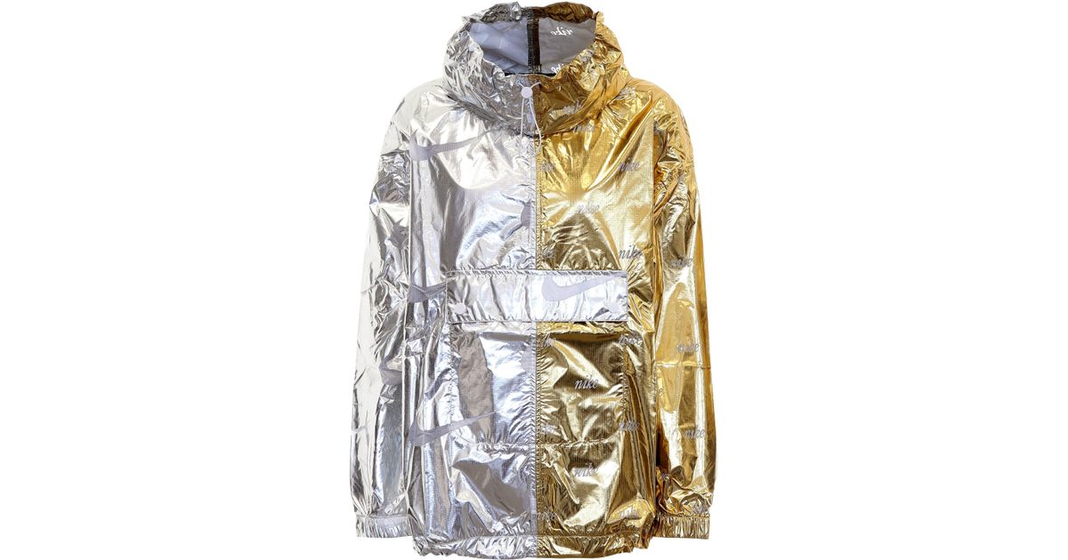 nike jacket gold and silver