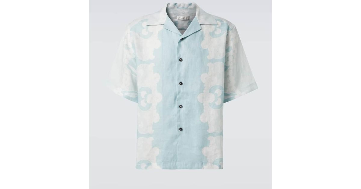 Commas Paradise Floral Linen Bowling Shirt in Blue for Men | Lyst