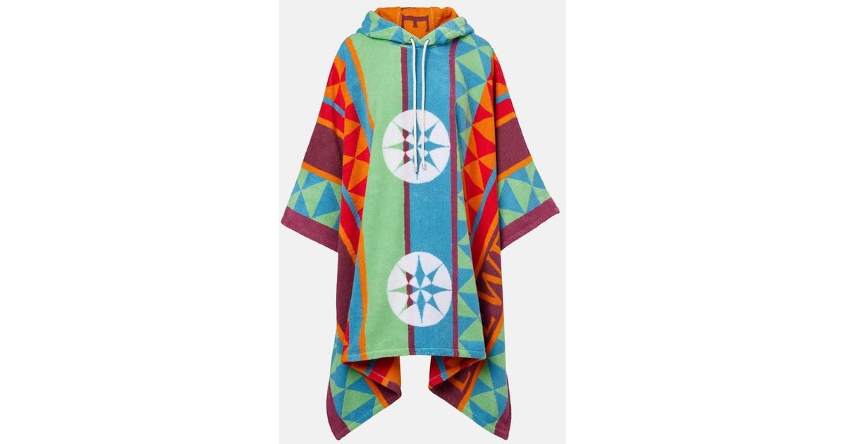 Loewe Printed Hooded Cotton Terry Poncho in Blue | Lyst Canada