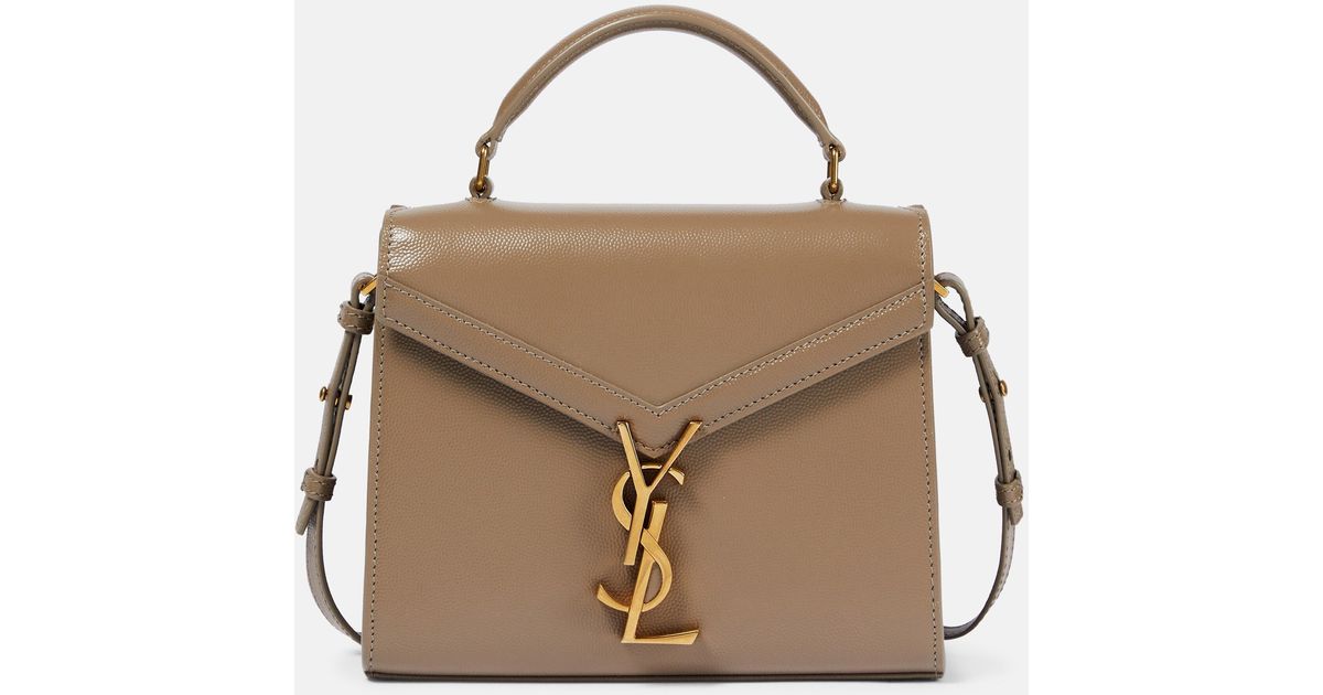 Saint Laurent Cassandra Mini Leather Shoulder Bag in Natural | Lyst