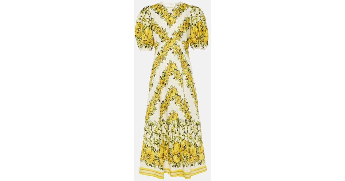 ALMAIS Gisela Floral-print Midi Dress in Yellow | Lyst Australia