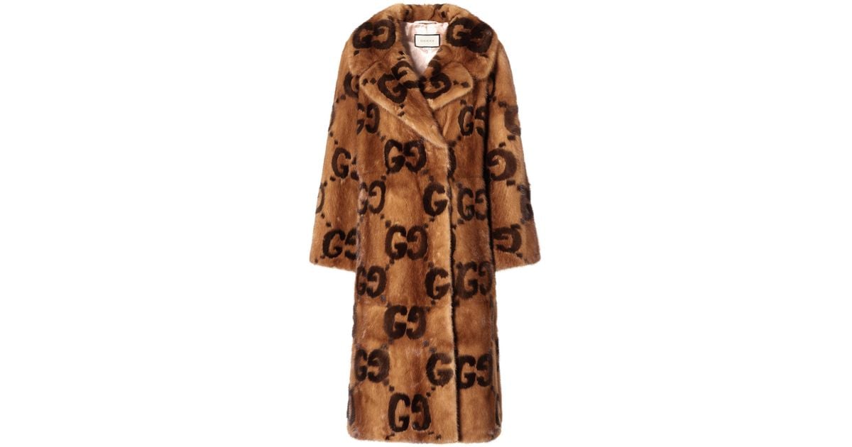 Gucci Mink Fur Coat in Brown | Lyst
