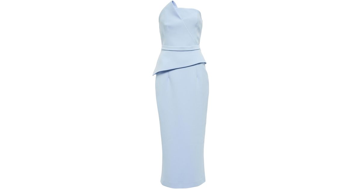 Safiyaa Synthetic Delani Peplum Midi Dress in Pale Blue (Blue) | Lyst