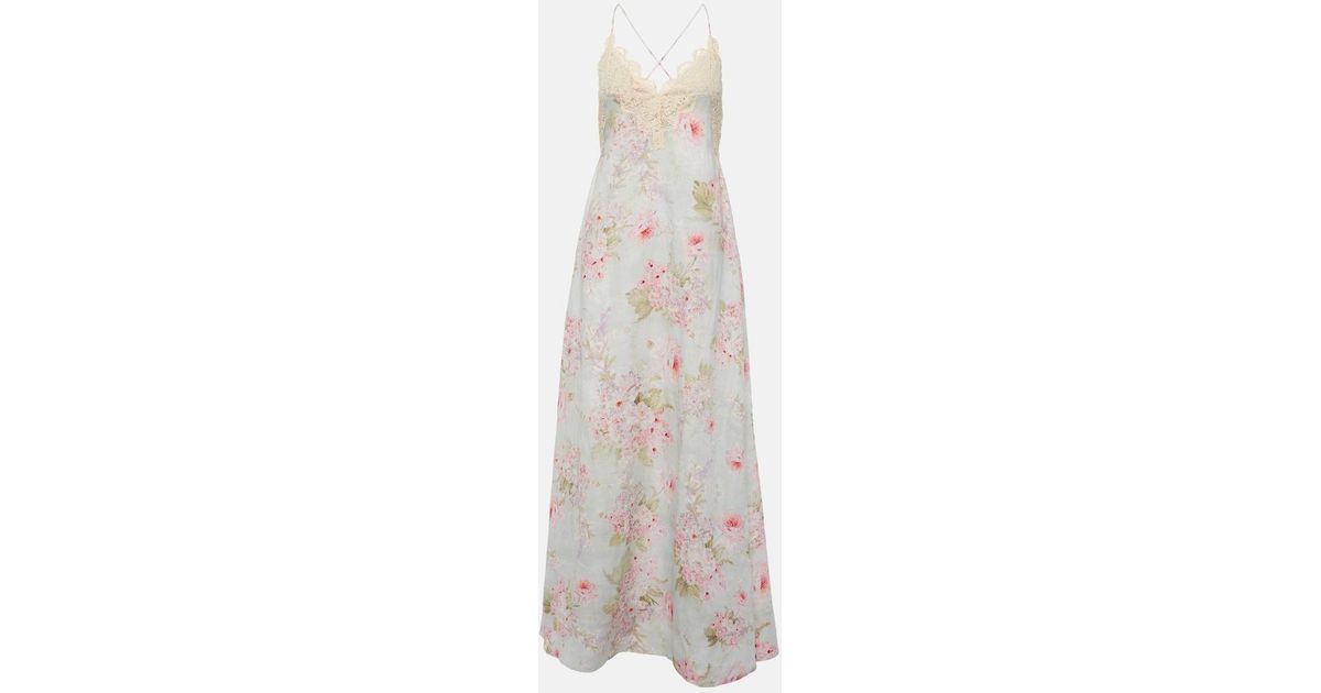 Zimmermann Halliday Lace-Trimmed Floral Maxi Dress in White | Lyst Canada