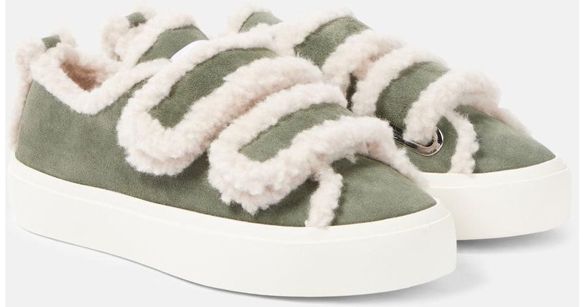Inuikii Shearling-Trimmed Suede Sneakers in Metallic | Lyst