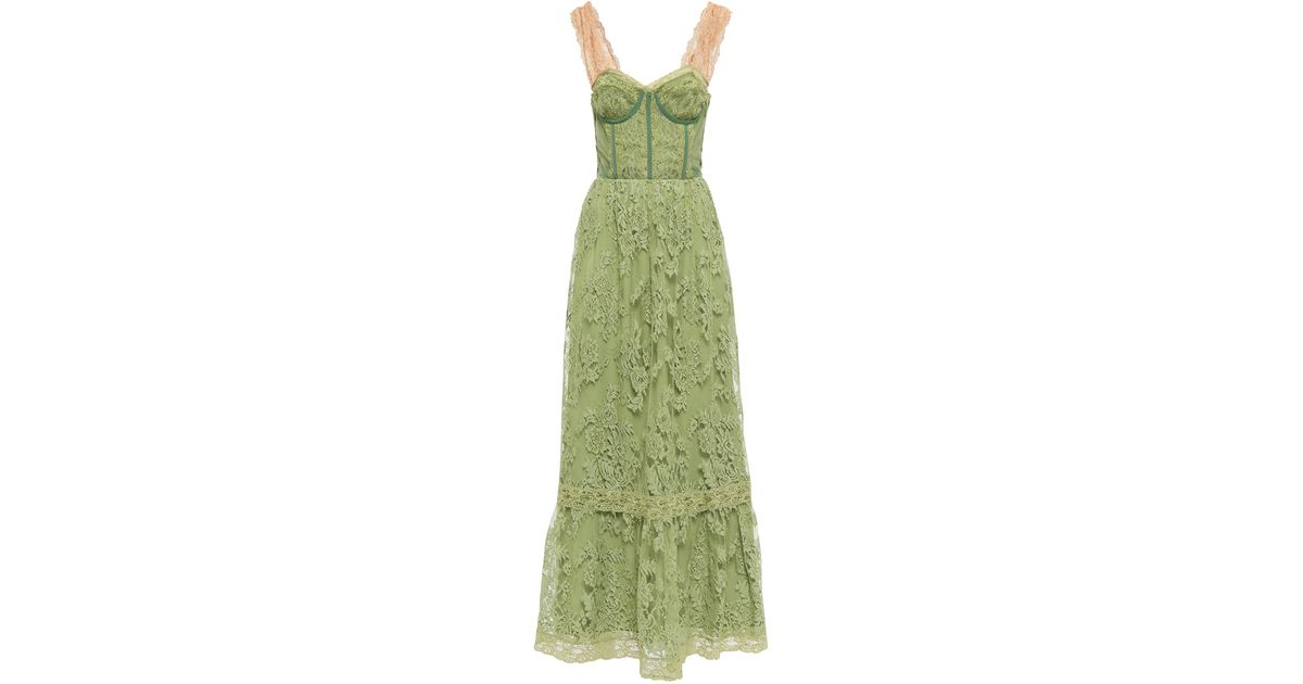 Gucci Floral Lace Gown in Green | Lyst