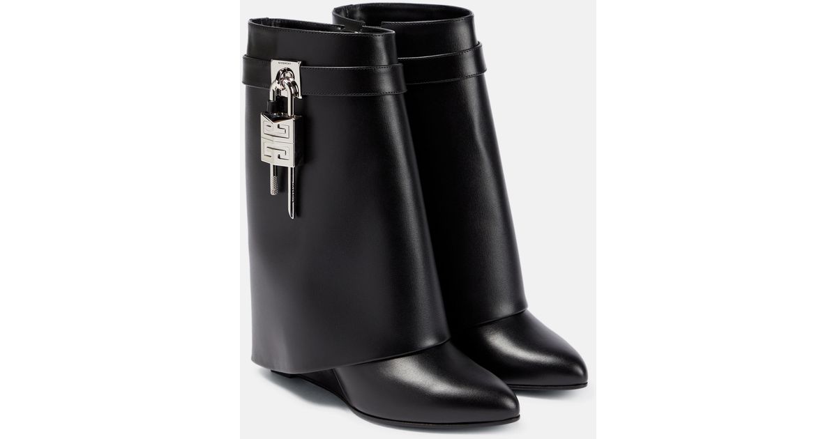 Givenchy Black Shark Lock Leather Ankle Boots