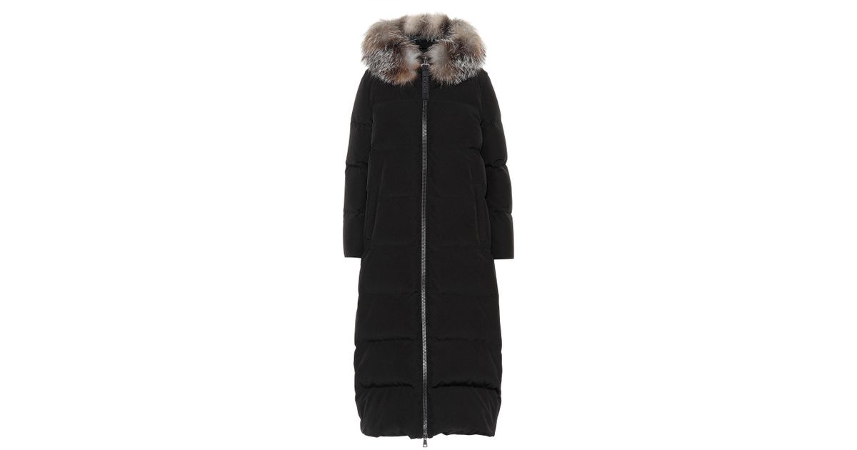 moncler black fur bernache down coat